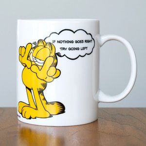 Aramco GARFIELD Mug If Nothing Goes Right Try Going Left Ceramic Coffee Cup